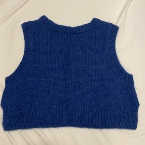 Alpaca wool handmade cropped sweater knit vest (cobalt blue)